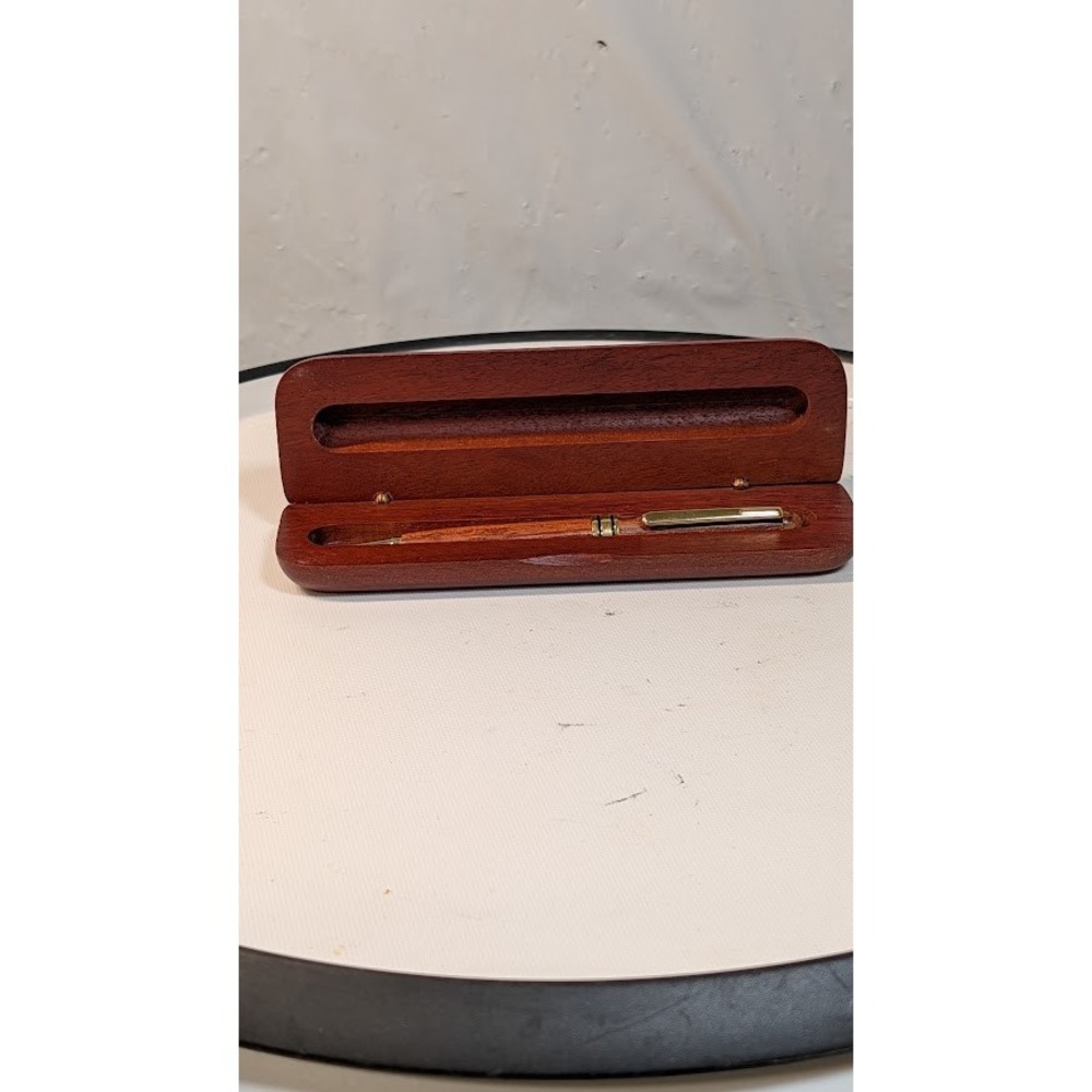 Unbranded Wooden Ballpoint Pen Unisex OS Brown Good Handcrafted Gold Trim Case - Picture 5 of 9